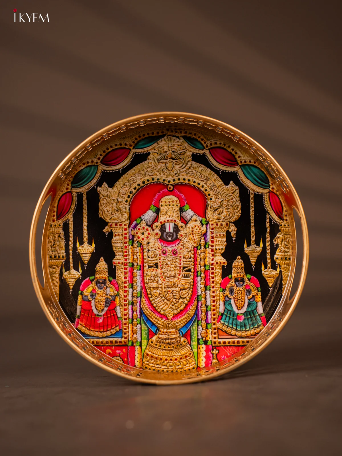 Timeless Lord Balaji With Aandaal Printed Metal Tray - KH05121