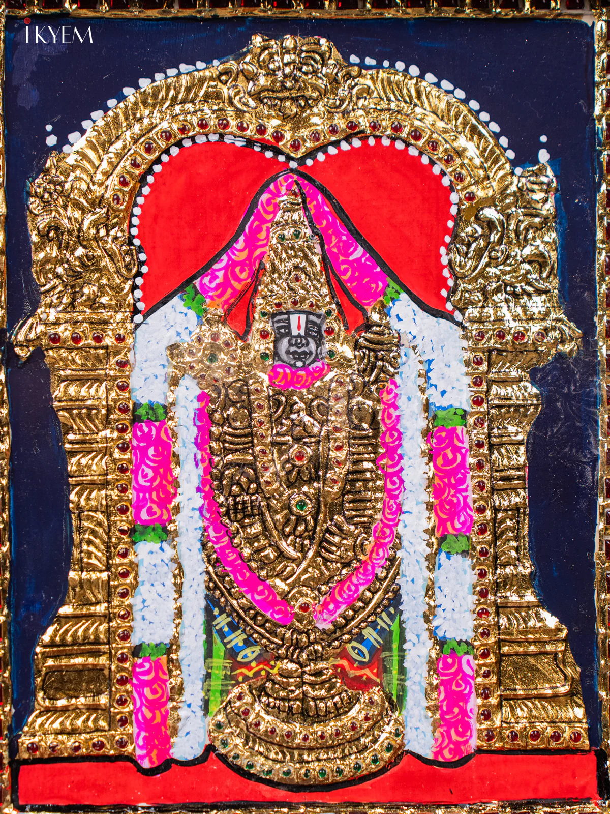 Tirupati Lord Venkatachalapathy Tanjore painting - (13×11) Inch - KJ03113 - Image 3