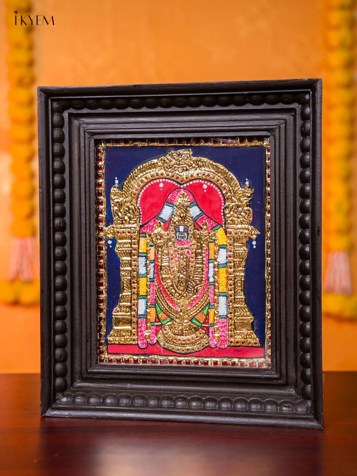 Majestic Lord Venkatachalapathy Tanjore painting (13*11 Inches) - KJ03114 - Image 2