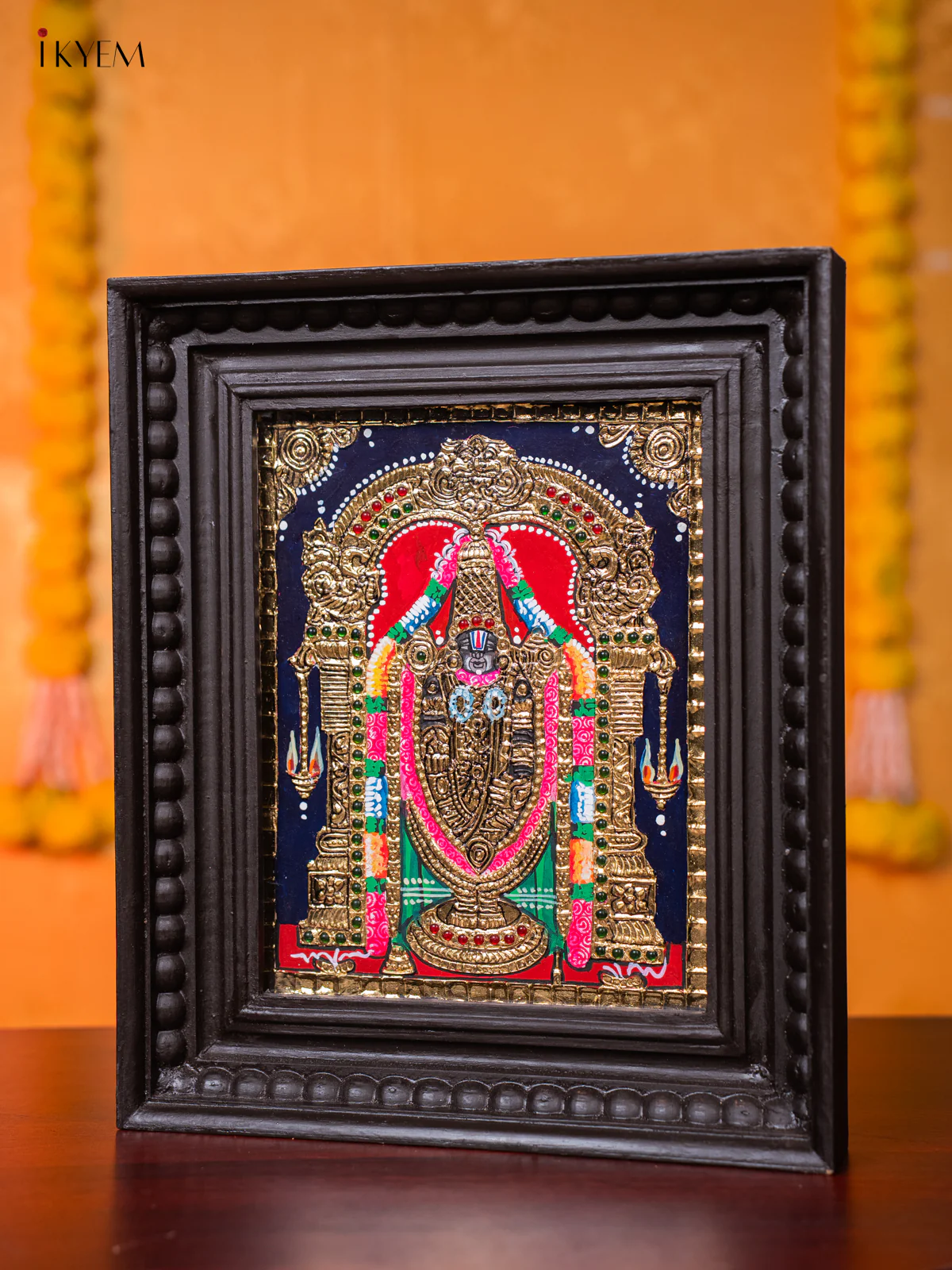 Exquisite Lord Venkatachalapathy Tanjore painting (13*11 Inches) - KJ03116 - Image 2