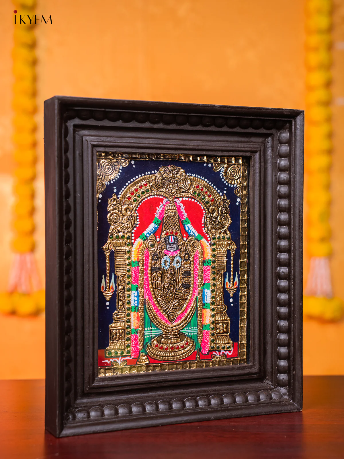 Exquisite Lord Venkatachalapathy Tanjore painting (13*11 Inches) - KJ03116 - Image 4