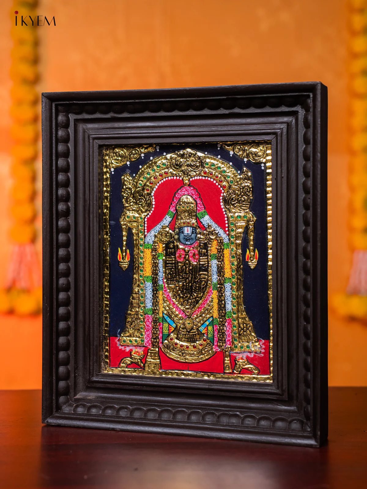 Tirupati Lord Venkatachalapathy Tanjore painting - (13×11) Inch - KJ03117 - Image 2