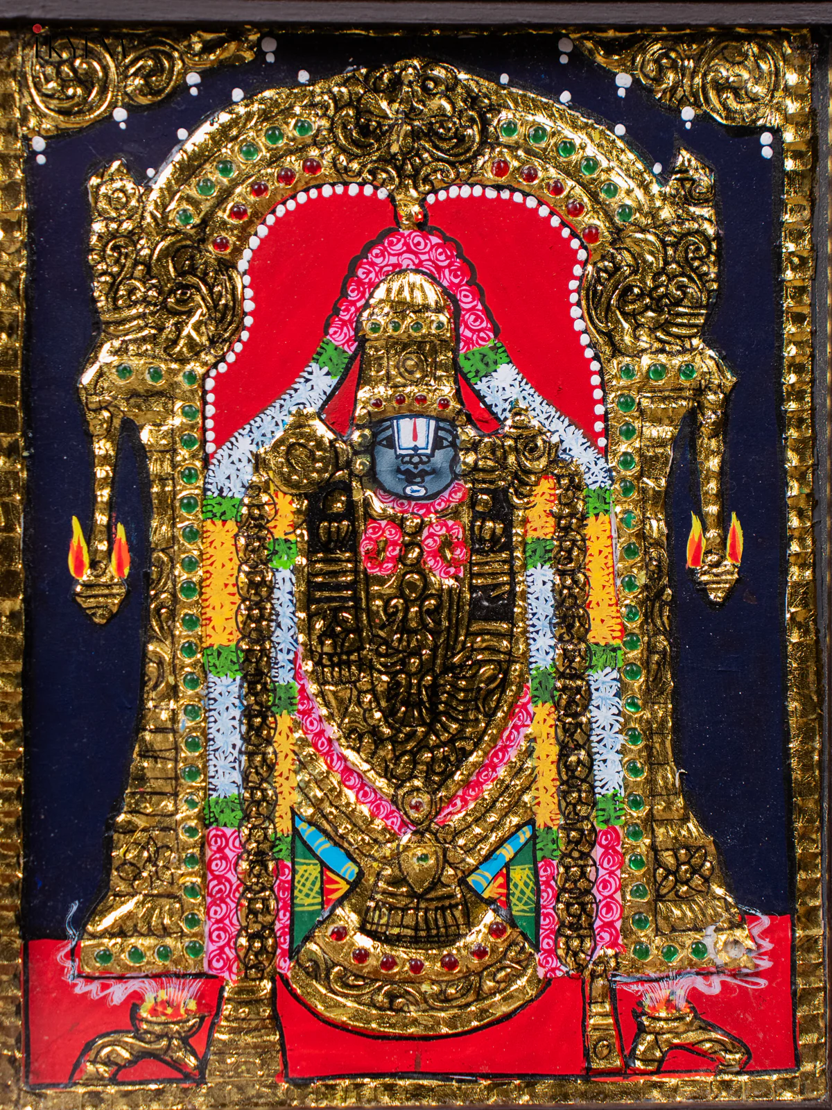 Tirupati Lord Venkatachalapathy Tanjore painting - (13×11) Inch - KJ03117 - Image 3