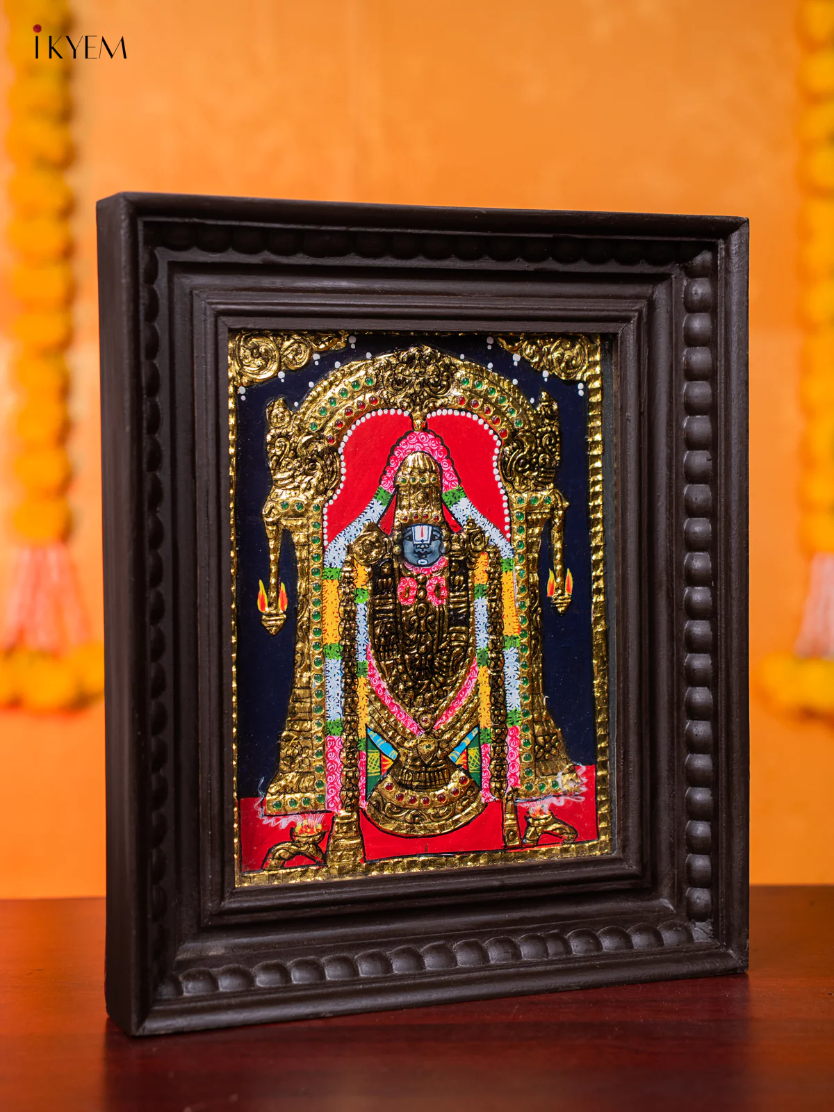 Tirupati Lord Venkatachalapathy Tanjore painting - (13×11) Inch - KJ03117 - Image 4
