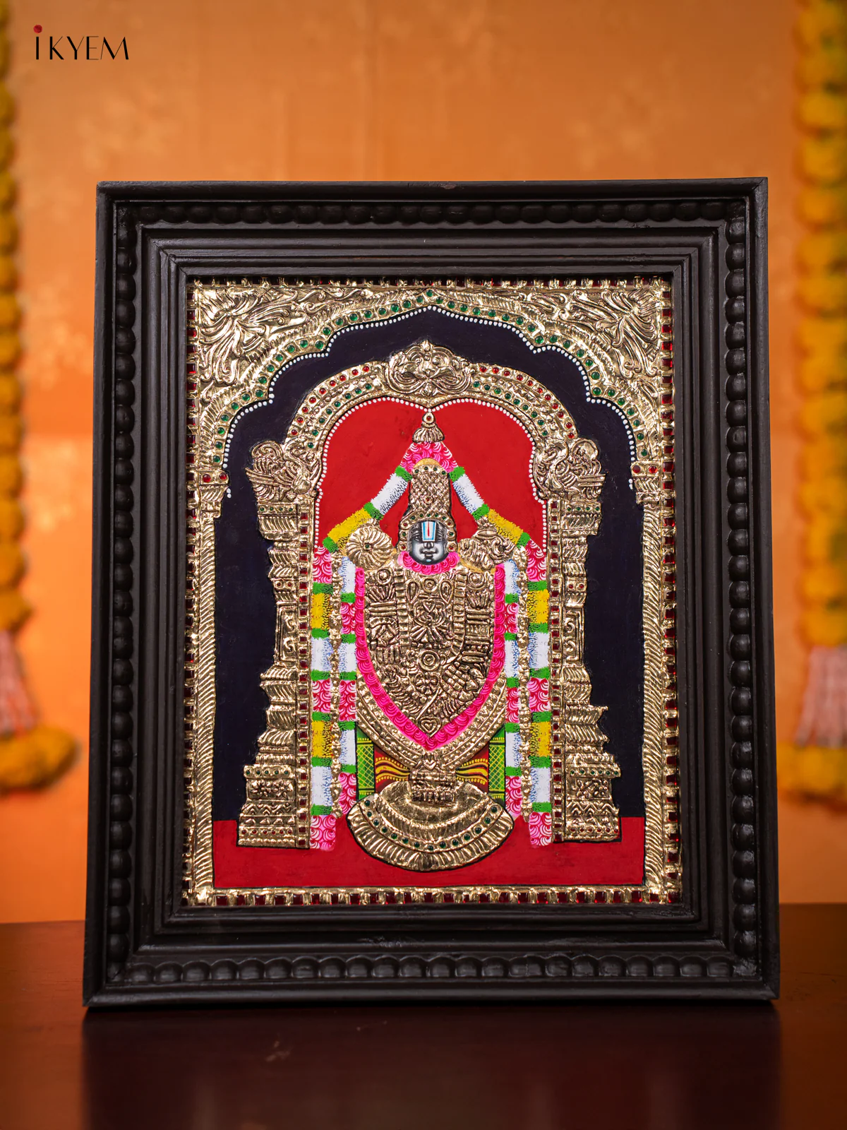 Tirupati Lord Venkatachalapathy Tanjore painting - (18×15) Inch - KJ03208