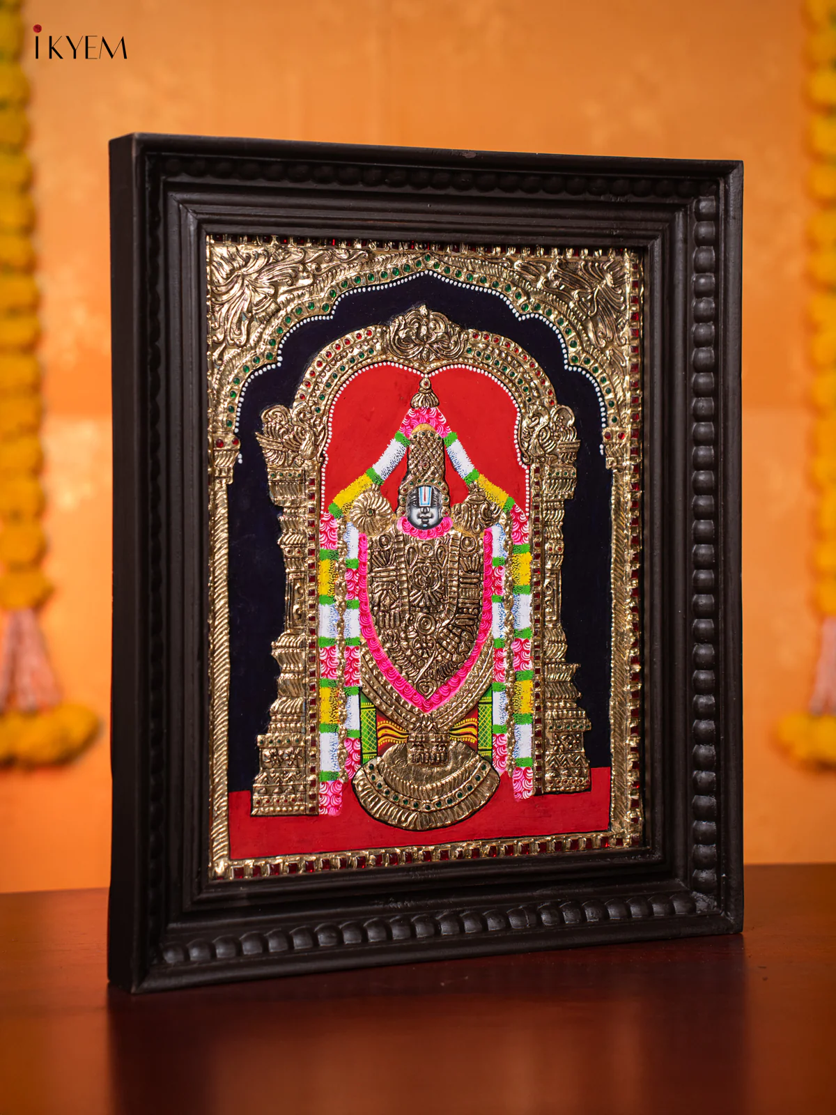 Tirupati Lord Venkatachalapathy Tanjore painting - (18×15) Inch - KJ03208 - Image 4