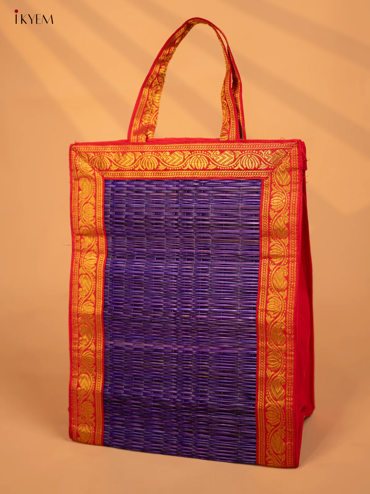 Violet Korai Bag with Red Zari Borders - KD02113 - Image 2