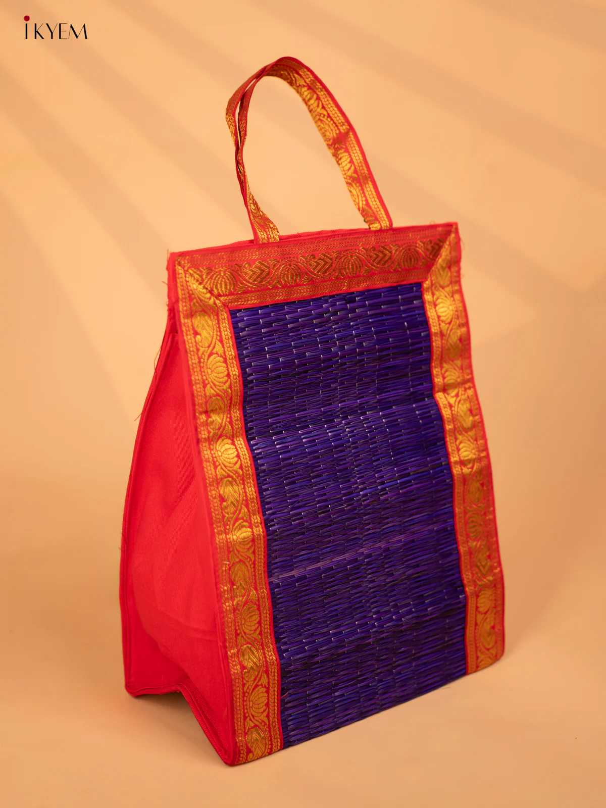 Violet Korai Bag with Red Zari Borders - KD02113 - Image 3