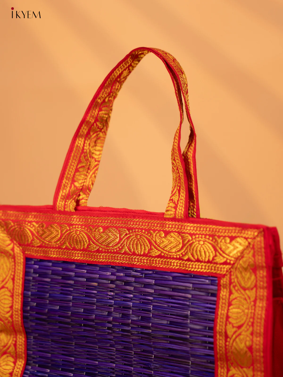 Violet Korai Bag with Red Zari Borders - KD02113 - Image 4