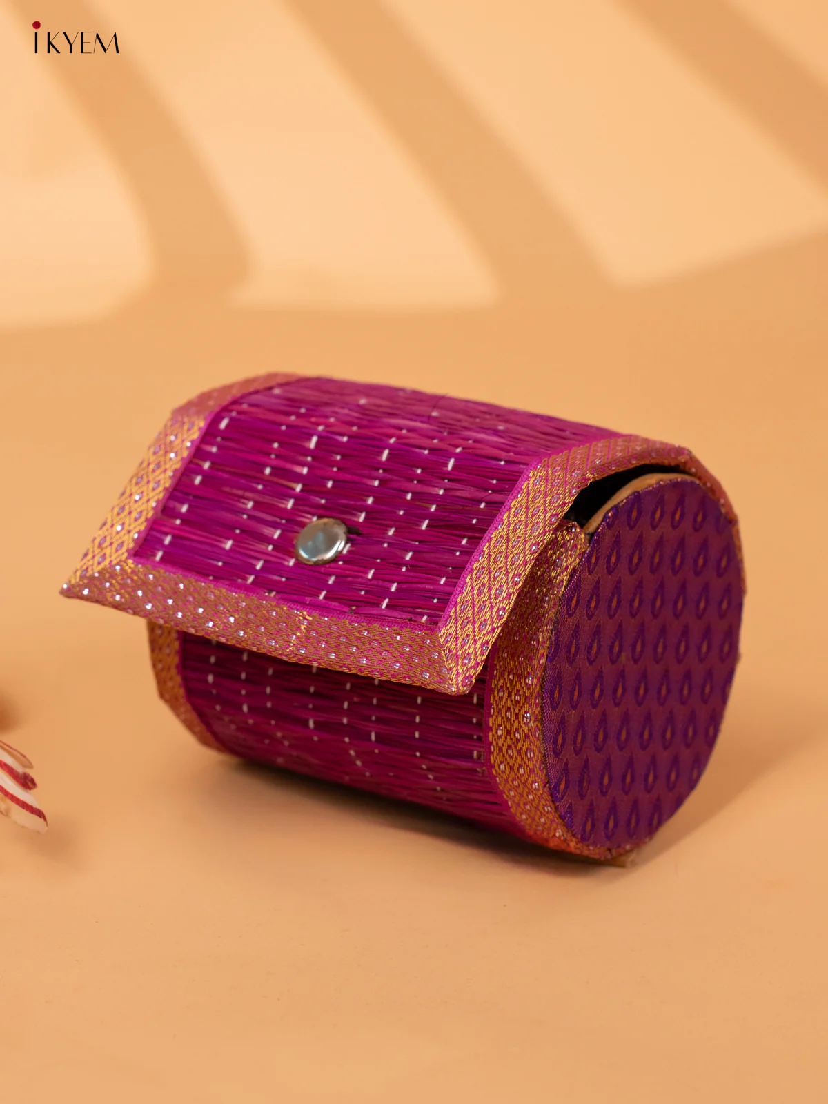 Violet Raw Silk with korai Round Bangle box - KC20130 - Image 2