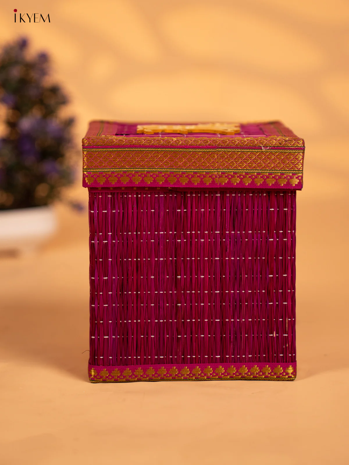 Violet Korai Gift Box with Net Potli & Cow Motif - KB17151 - Image 3