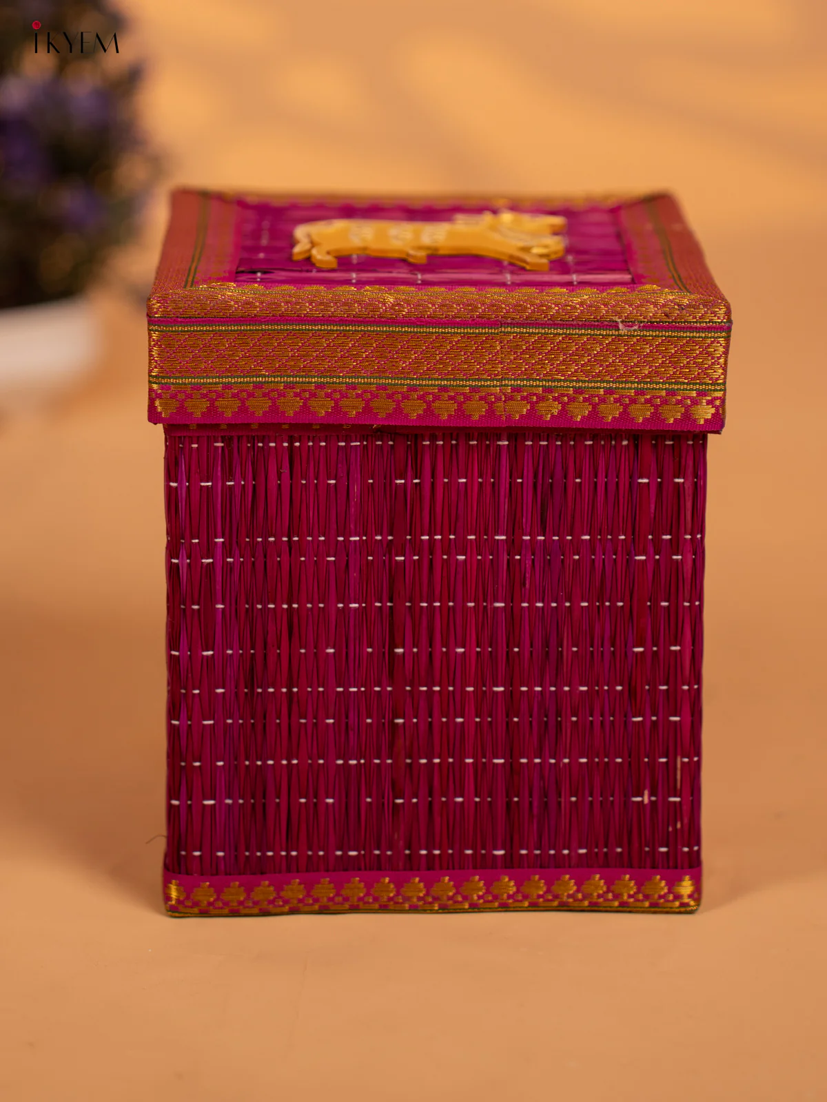 Violet Korai Gift Box with Net Potli & Cow Motif - KB17151 - Image 4