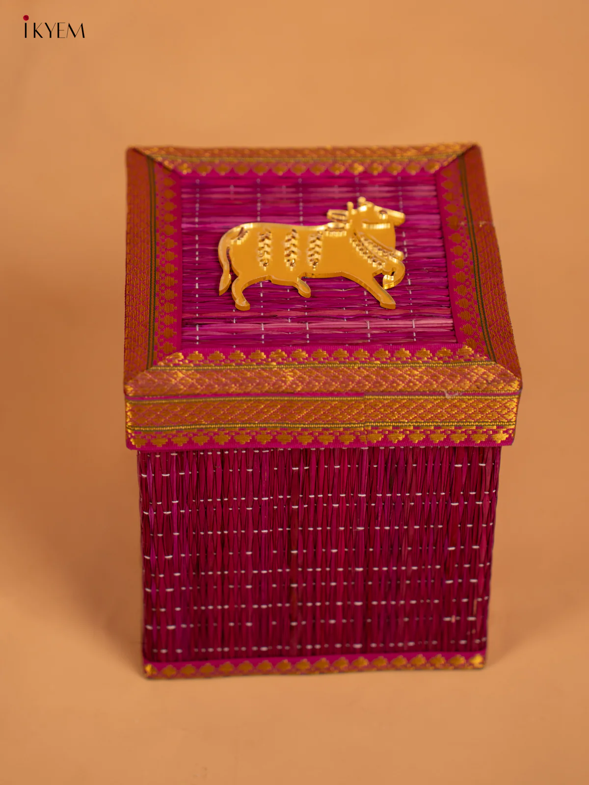 Violet Korai Gift Box with Net Potli & Cow Motif - KB17151 - Image 5