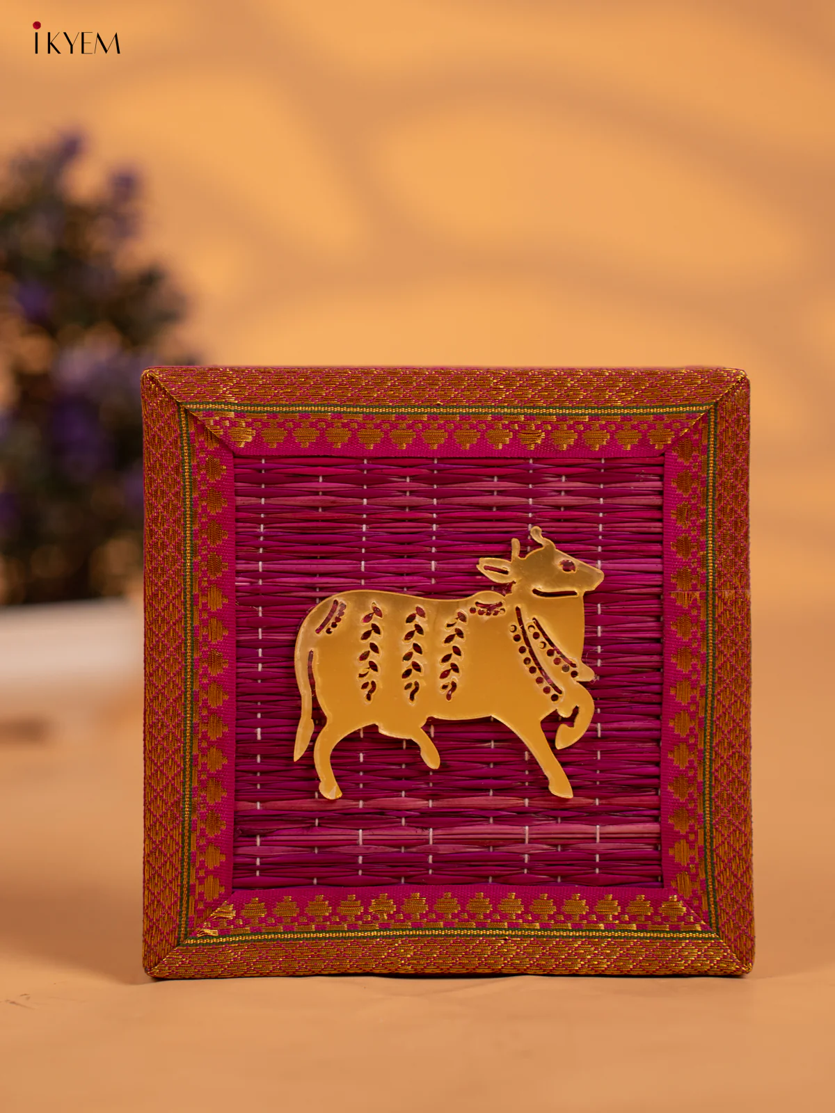 Violet Korai Gift Box with Net Potli & Cow Motif - KB17151 - Image 6