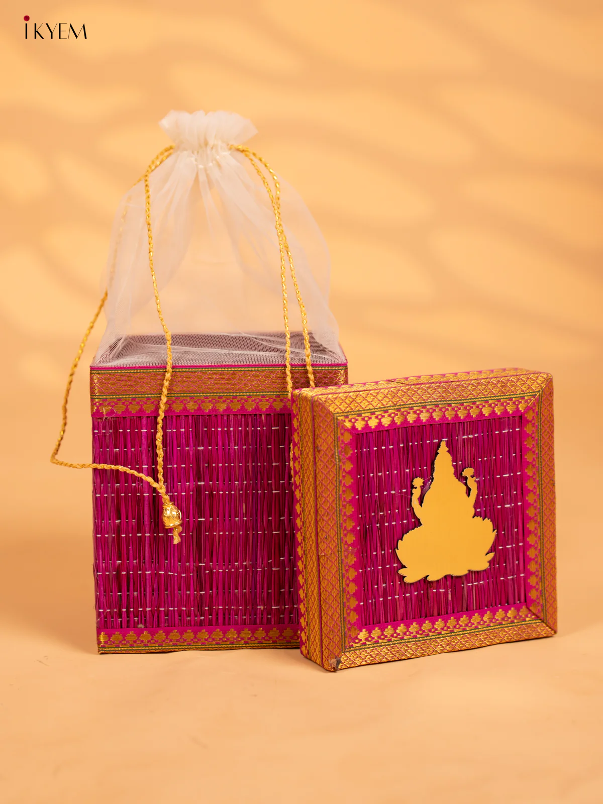 Violet Korai Gift Box with Net Potli & Lakshmi Motif - KB17138 - Image 2