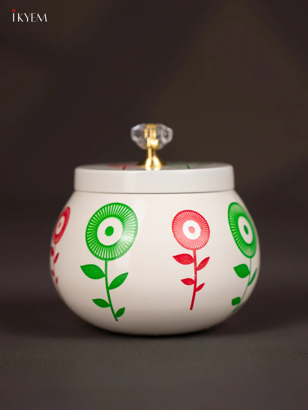 Beautiful Floral Printed White Dry Fruit Jar with Lid (3.5 Inches) - KI21207 - Image 2