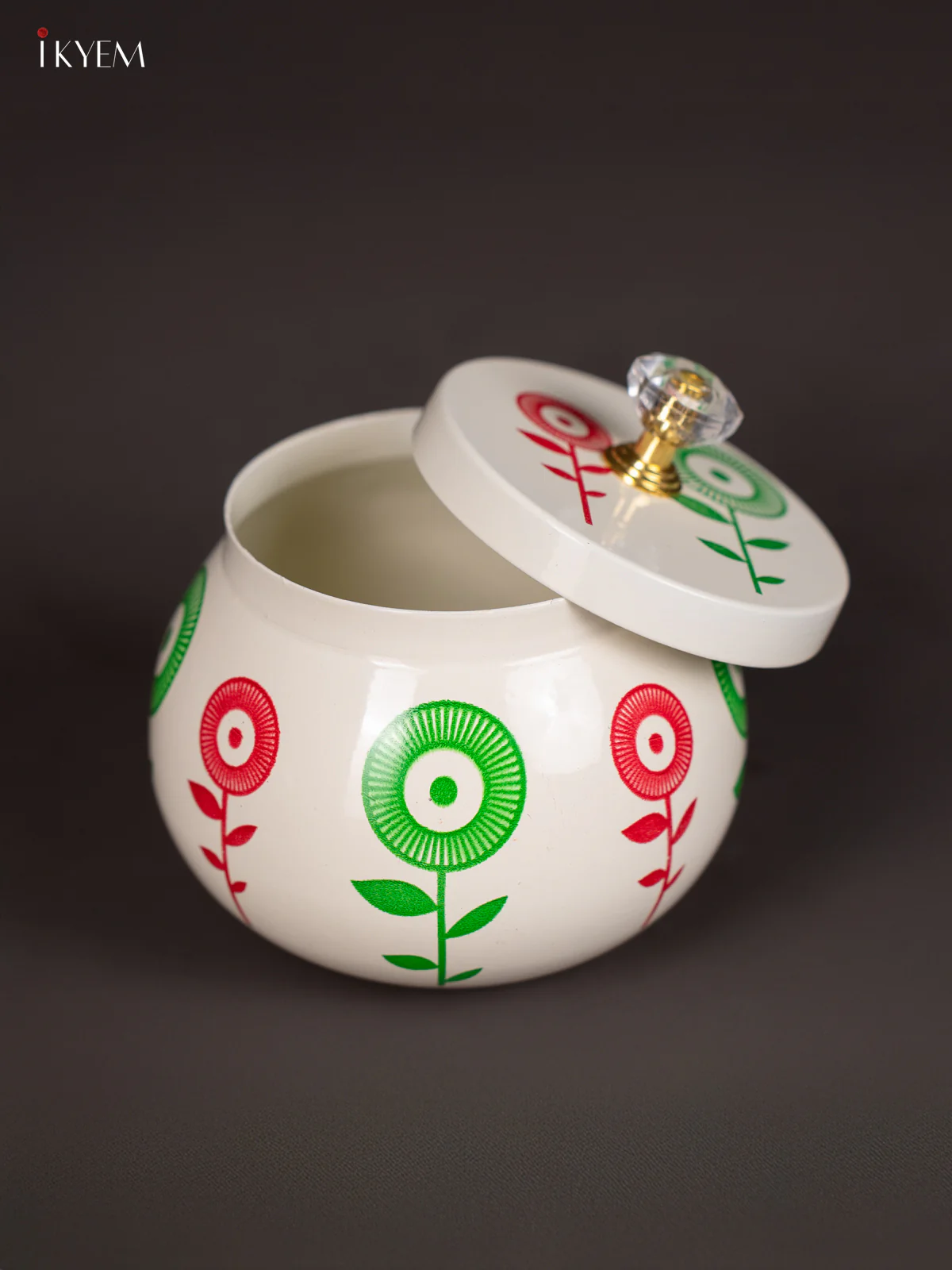 Beautiful Floral Printed White Dry Fruit Jar with Lid (3.5 Inches) - KI21207 - Image 3