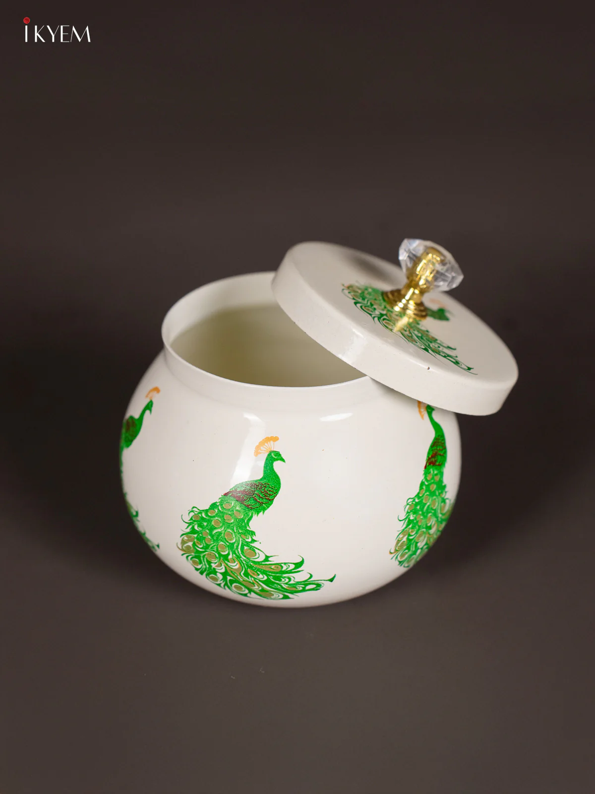 Pretty Peacock Printed White Dry Fruit Jar with Lid (3.5 Inches) - KI21210 - Image 3