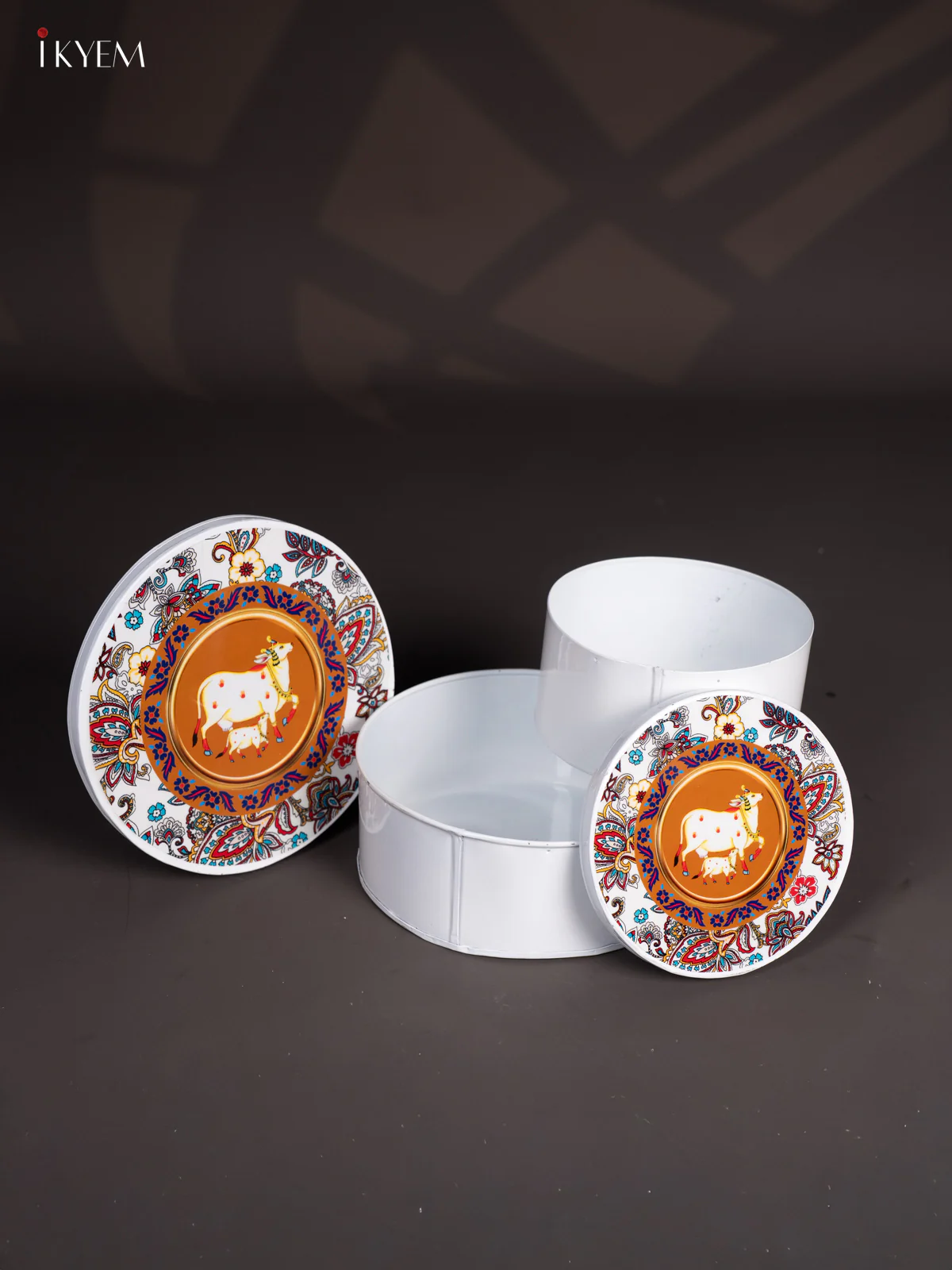 Cow & Calf Digital Printed Metal Storage Box Set of 2 - White - (8x8) Inch - KI15134 - Image 3