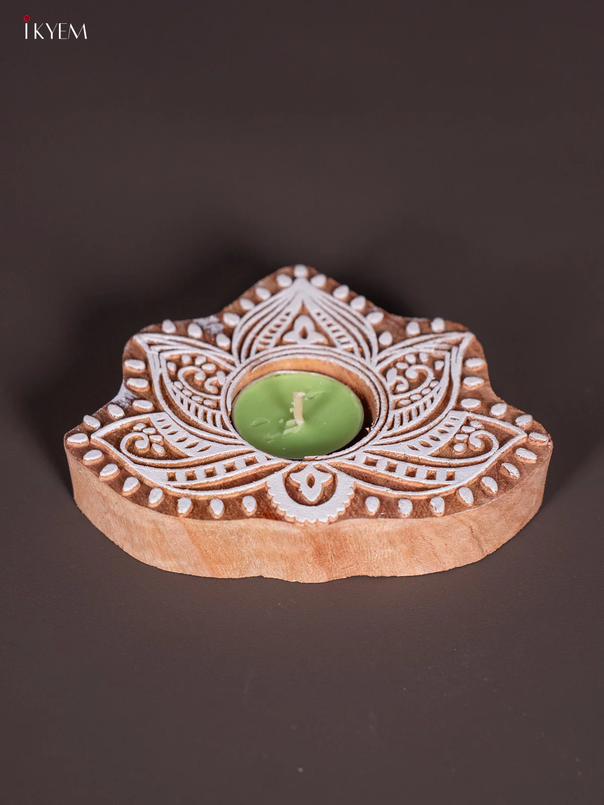 Elegant Rangoli Shaped Wooden T- light Candle Holders - KI12126 - Image 2