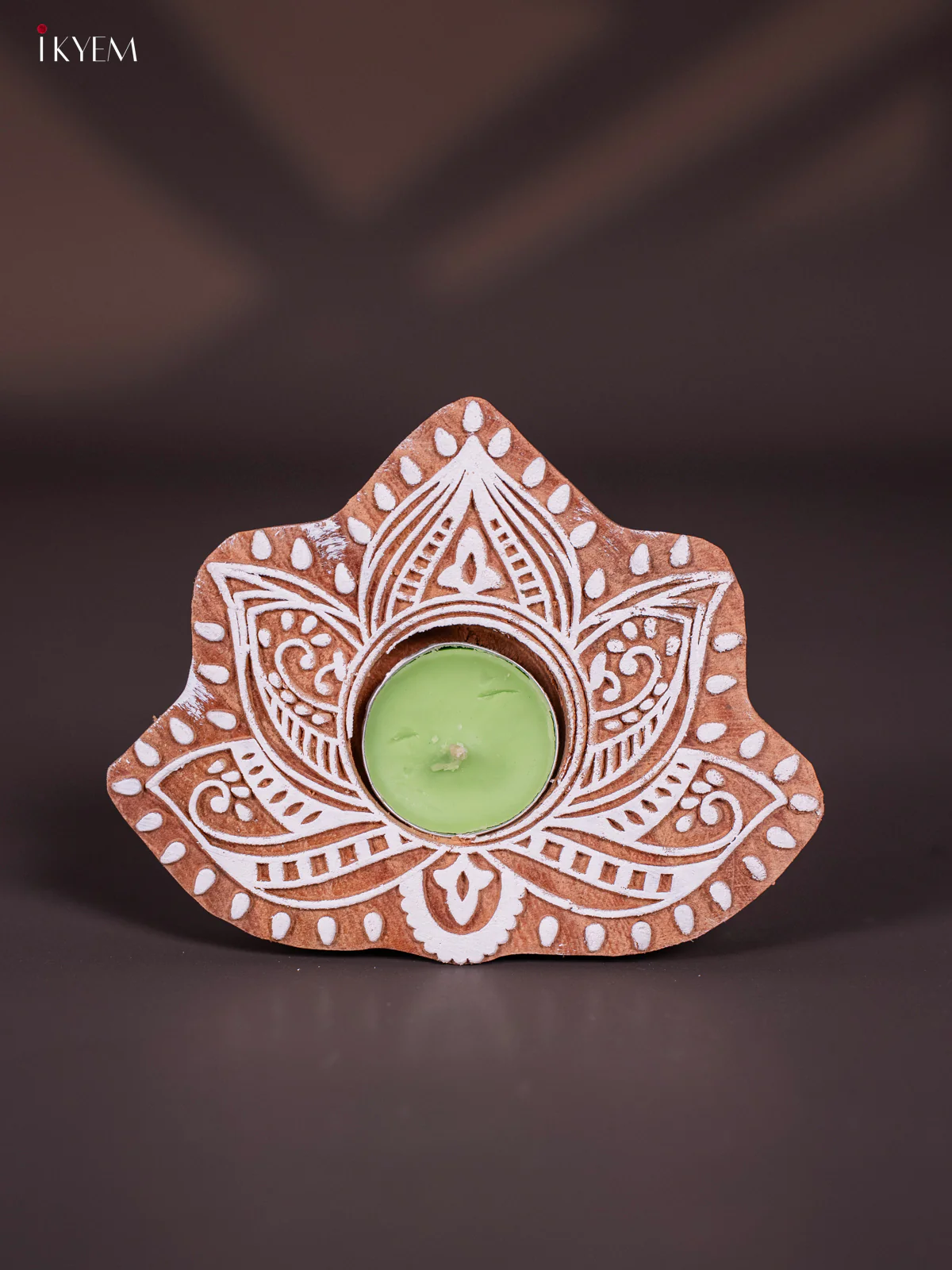 Elegant Rangoli Shaped Wooden T- light Candle Holders - KI12126 - Image 3