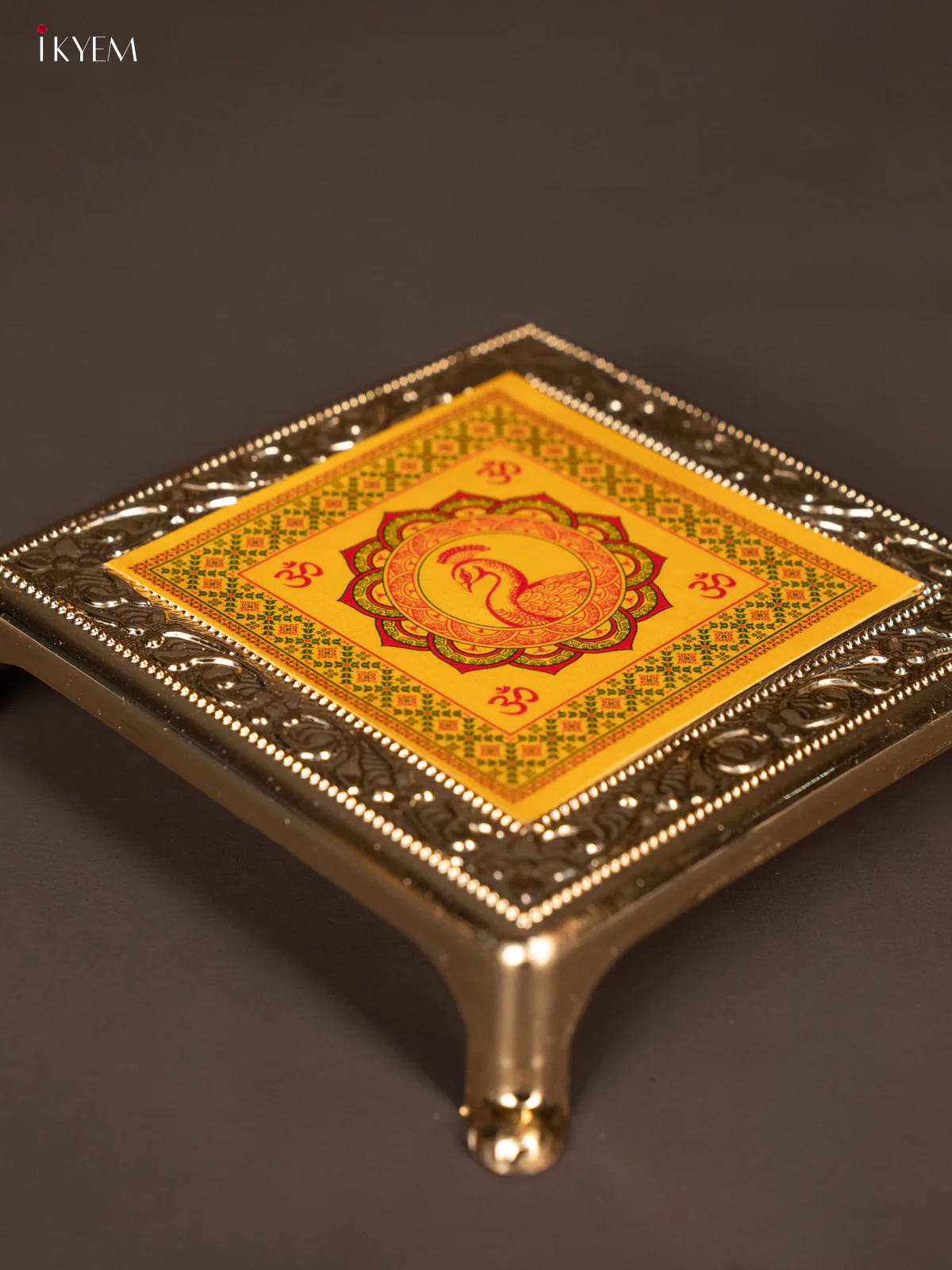 Elegant Yellow Rangoli design Printed Plastic Chowki - KG25220 - Image 3