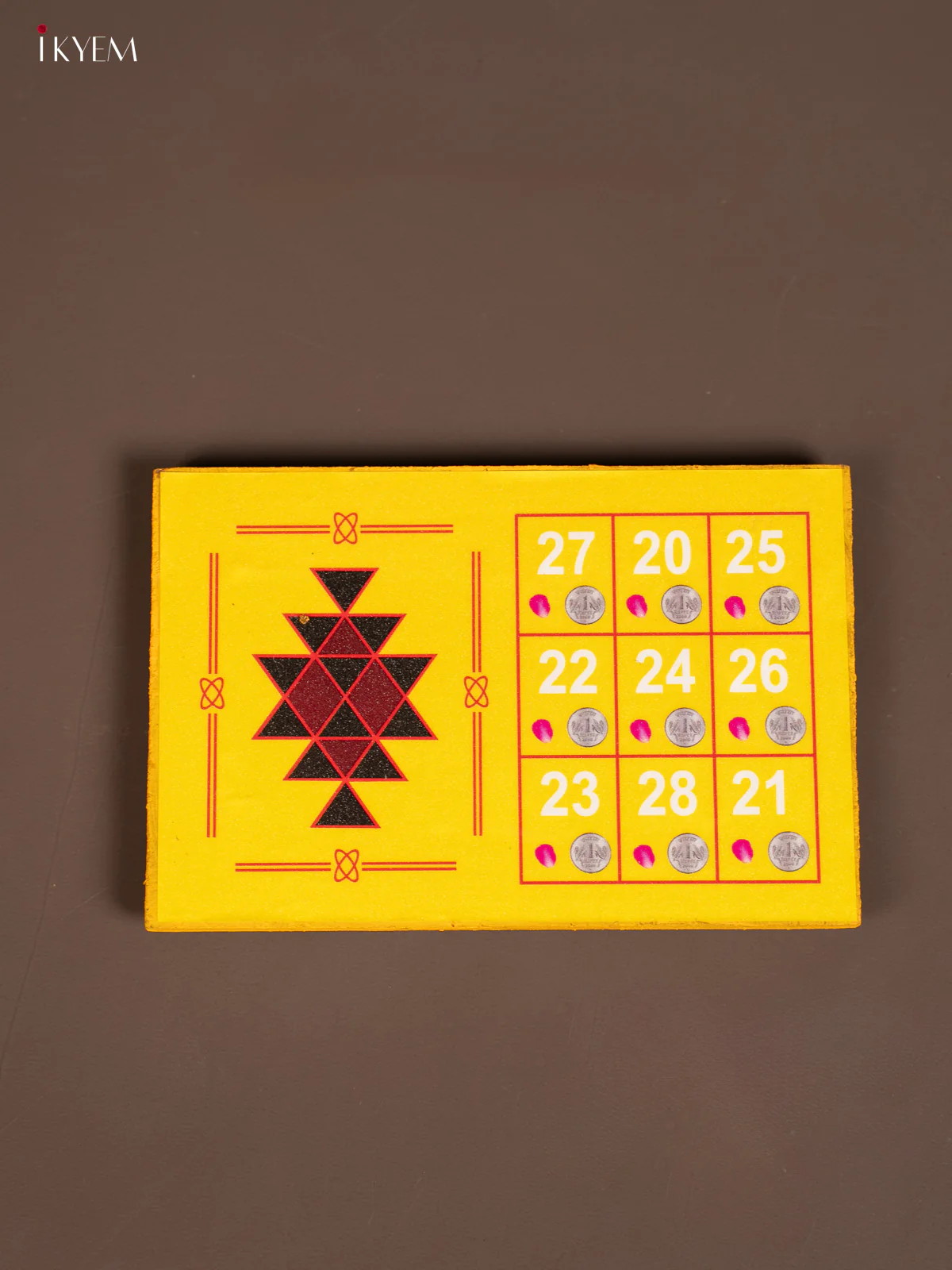 Yellow Manai With Kubera Yantra & Kubera Kolam Print - KE29164